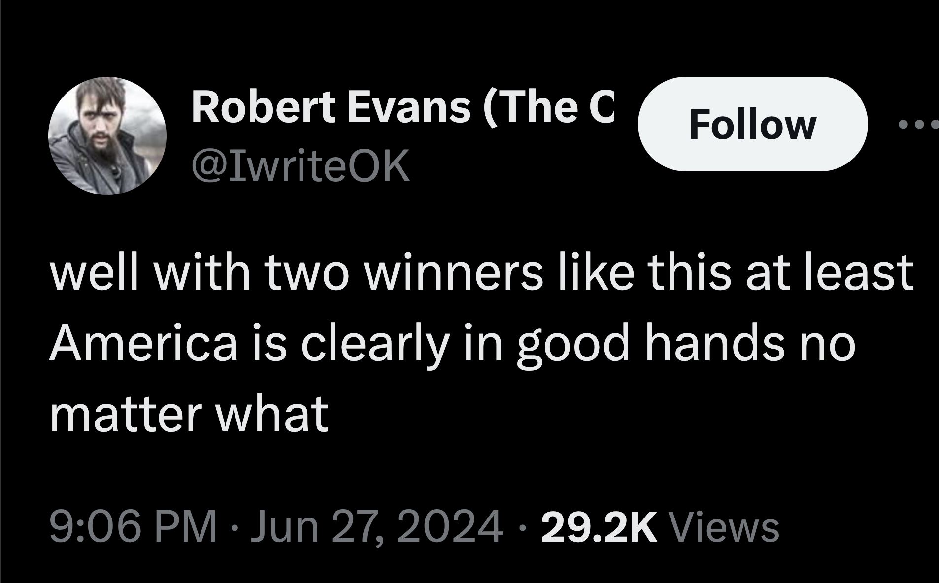 parallel - Robert Evans The C well with two winners this at least America is clearly in good hands no matter what Views